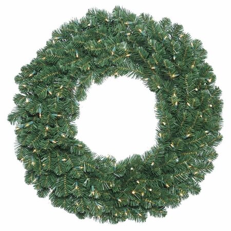 VICKERMAN 36 in. Oregon Fir Green Wreath with Halves 100 Clear Dura Light C164840